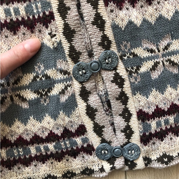 Vintage Grace Nordic Jacquard Clasp Button Cardigan Granny - Picture 2 of 11